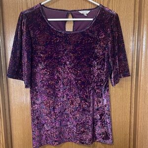 Lucky Brand Purple Velvet Floral Blouse